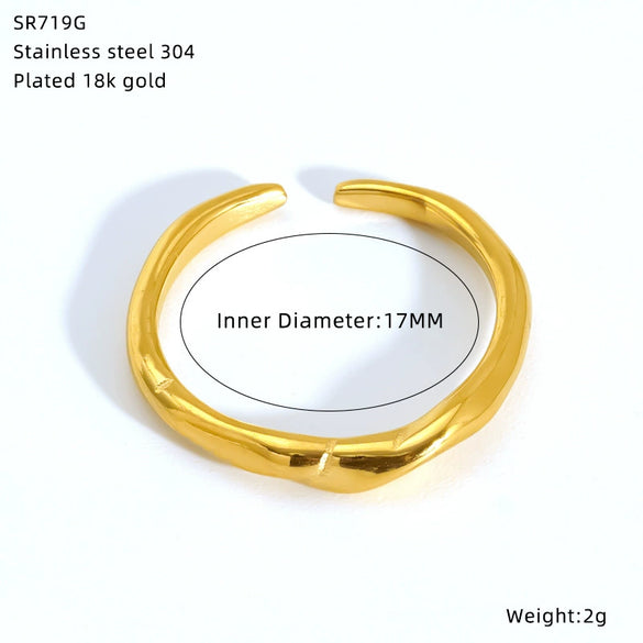 Wholesale Geometric Titanium Steel Electroplated Open Ring Jewelry For Women