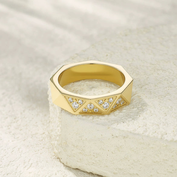 Wholesale Geometric Titanium Steel Electroplated Ring For Women And Unisex