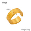 Wholesale Geometric 316L Stainless Steel Finger Ring With Electroplating And Hollow Multilayer Texture Stitching Design