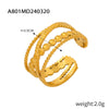 Wholesale Geometric 316L Stainless Steel Finger Ring With Electroplating And Hollow Multilayer Texture Stitching Design