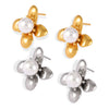 Wholesale Geometric 316L Stainless Steel Flower Shape Inlaid Imitation Pearl Gold Plated Women's Earrings