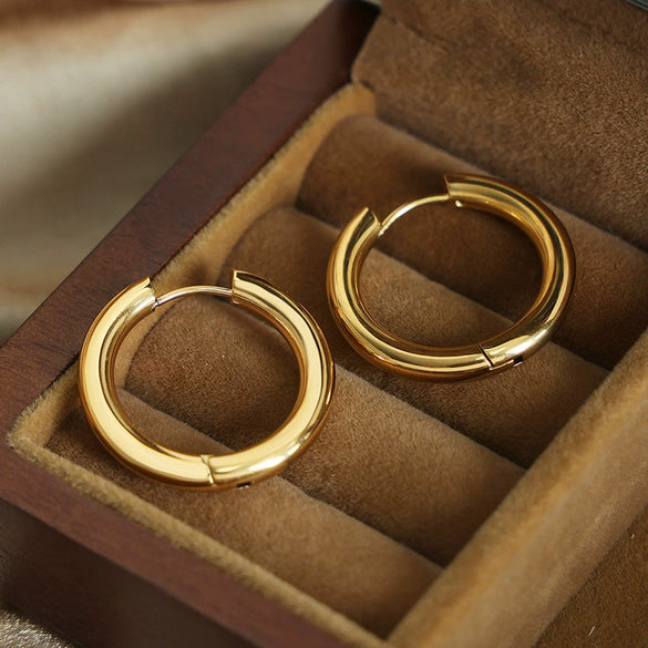 Wholesale Geometric Titanium Steel Gold Plated Jewelry Rings And Earrings For Unisex