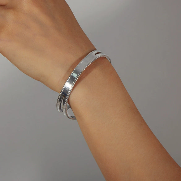 Wholesale Geometric 316L Stainless Steel Gold Plated Niche Style Opening Bracelet Jewelry
