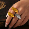 Wholesale Geometric Titanium Steel Gold Plated Oval Ring Hip Hop Style Jewelry For Women