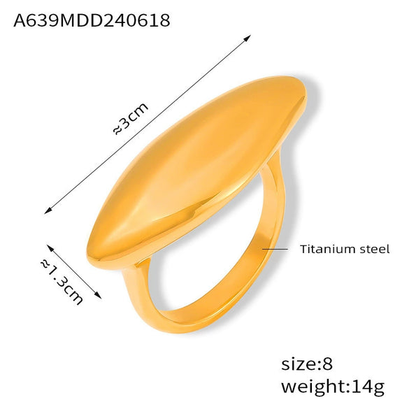 Wholesale Geometric Titanium Steel Gold Plated Oval Ring Hip Hop Style Jewelry For Women