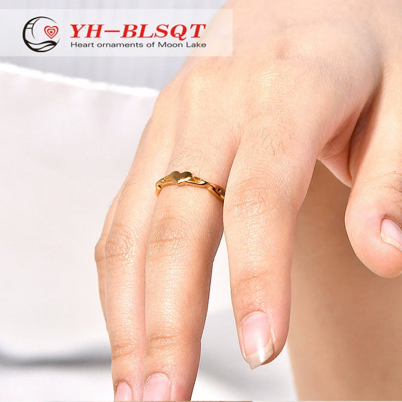 Wholesale Geometric Titanium Steel Gold Plated Ring For Female With Hollow Design