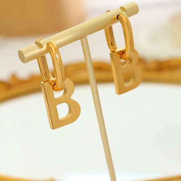 Wholesale Geometric 316L Stainless Steel Goldplated Earrings Exaggerated Stylish Niche Creative Design