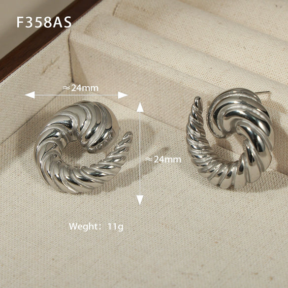 Wholesale Geometric Titanium Steel Goldplated Earrings With Line Twist Swing Design For Unisex
