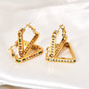 Wholesale Geometric Titanium Steel 18K Gold Plated Women's Earrings With Colored And White Diamonds