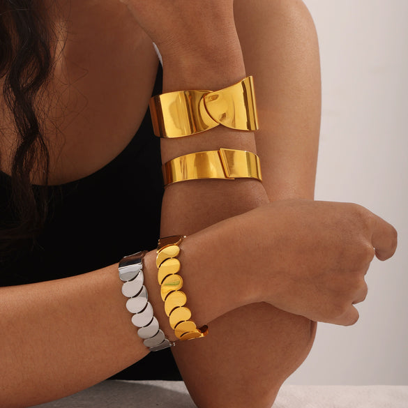 Wholesale Geometric 316L Stainless Steel Multi Layer Bright Bracelet With Water Drop Stitching And Electroplating Design