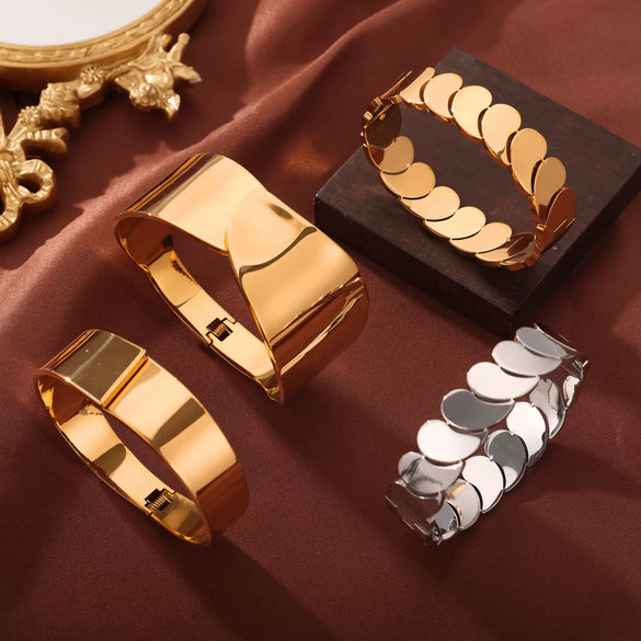 Wholesale Geometric 316L Stainless Steel Multi Layer Bright Bracelet With Water Drop Stitching And Electroplating Design