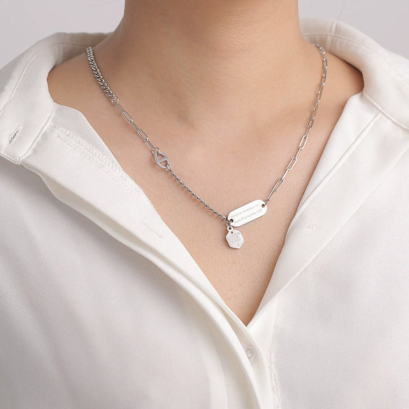 Wholesale Geometric Titanium Steel Necklace For Women Hip Hop Style Sweater Chain