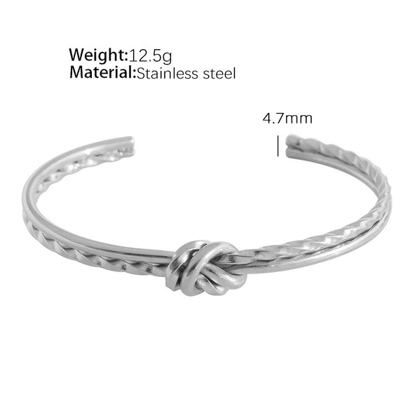 Wholesale Geometric 316L Stainless Steel Open Cshaped Bracelet With French Retro Style And Electroplating Process