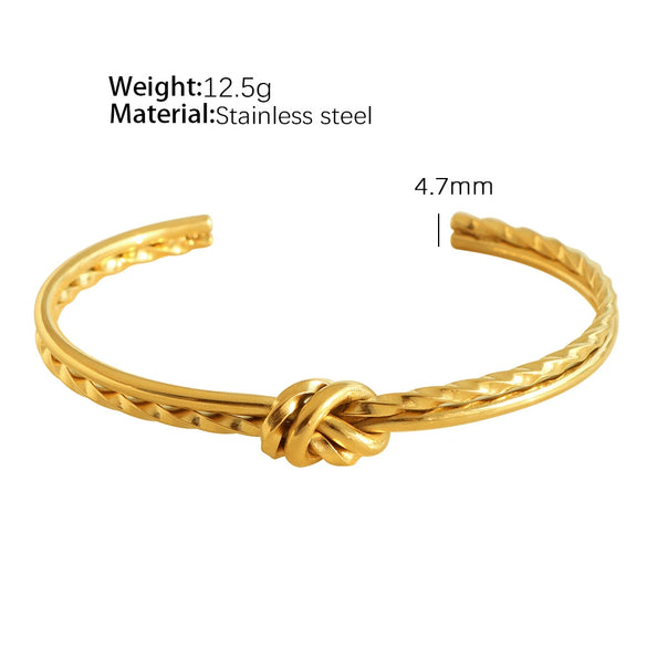 Wholesale Geometric 316L Stainless Steel Open Cshaped Bracelet With French Retro Style And Electroplating Process