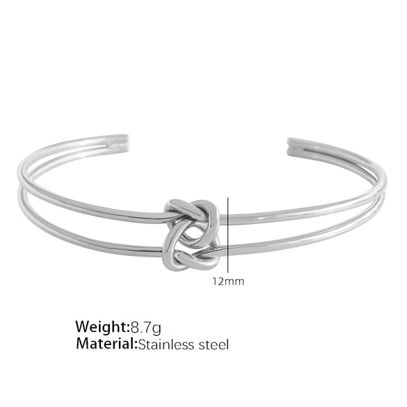 Wholesale Geometric 316L Stainless Steel Open Cshaped Bracelet With French Retro Style And Electroplating Process