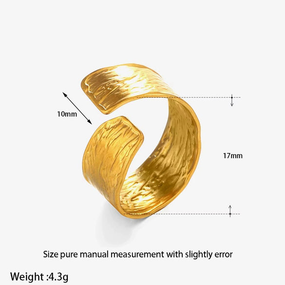 Wholesale Geometric Titanium Steel Polished Open Ring Plated With 18K Gold For Women