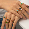 Wholesale Geometric Titanium Steel Ring Inlaid With Natural Stone Multicolor Electroplated For Women And Unisex