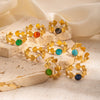 Wholesale Geometric Titanium Steel Ring Inlaid With Natural Stone Multicolor Electroplated For Women And Unisex