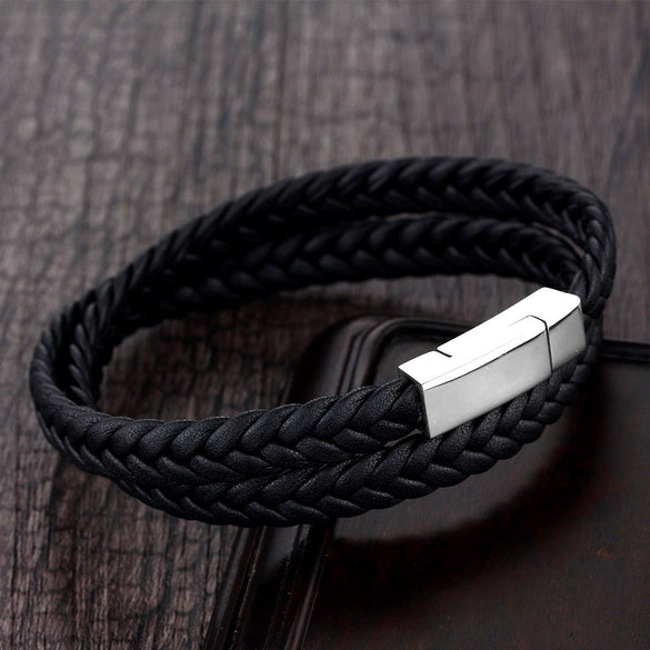 Wholesale Geometric Titanium Steel Woven And Polished Unisex Bracelet