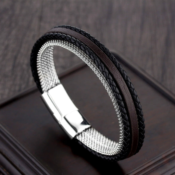 Wholesale Geometric Titanium Steel Woven And Polished Unisex Bracelet