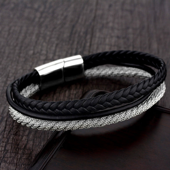 Wholesale Geometric Titanium Steel Woven And Polished Unisex Bracelet