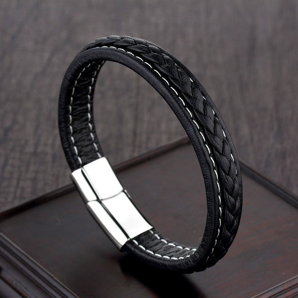 Wholesale Geometric Titanium Steel Woven And Polished Unisex Bracelet