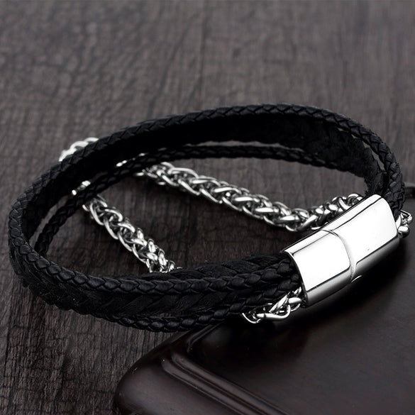 Wholesale Geometric Titanium Steel Woven And Polished Unisex Bracelet