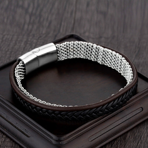 Wholesale Geometric Titanium Steel Woven And Polished Unisex Bracelet