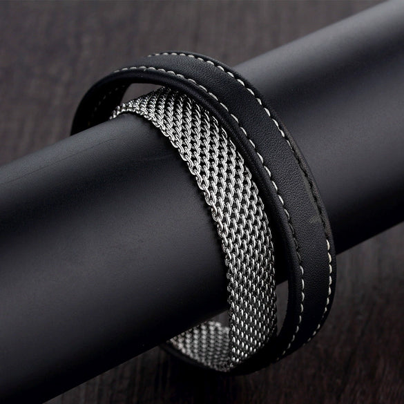 Wholesale Geometric Titanium Steel Woven And Polished Unisex Bracelet