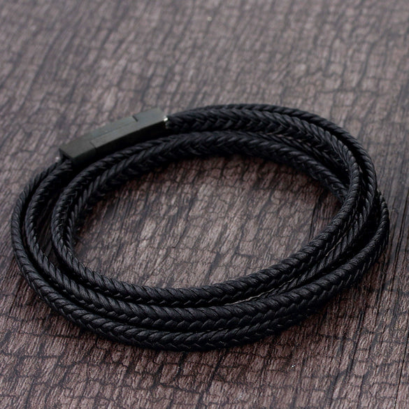 Wholesale Geometric Titanium Steel Woven And Polished Unisex Bracelet