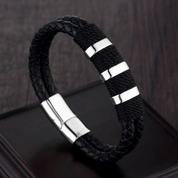 Wholesale Geometric Titanium Steel Woven And Polished Unisex Bracelet