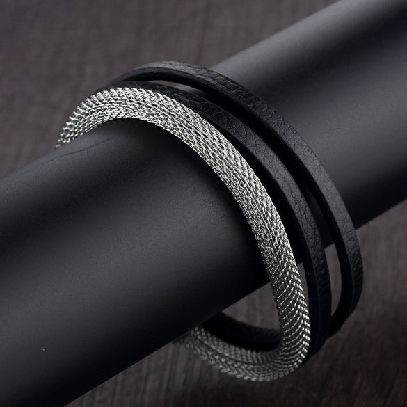 Wholesale Geometric Titanium Steel Woven And Polished Unisex Bracelet