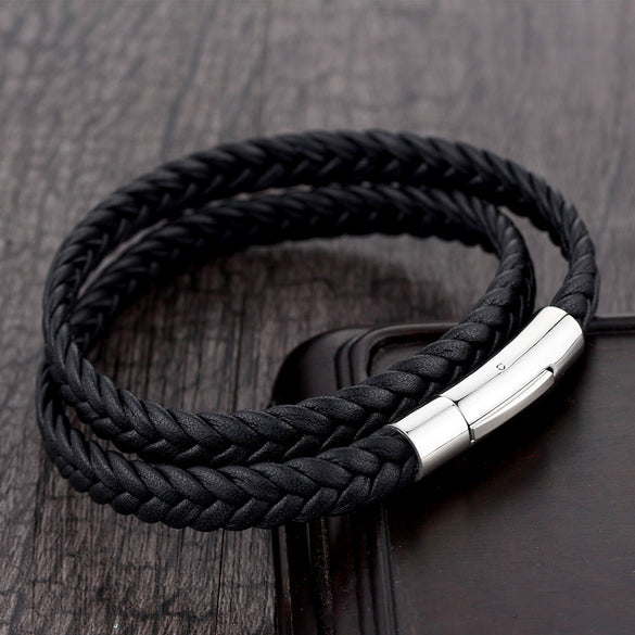 Wholesale Geometric Titanium Steel Woven And Polished Unisex Bracelet