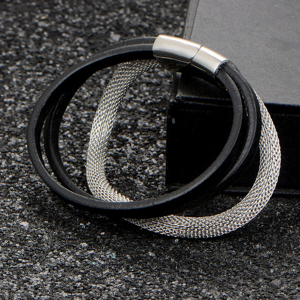 Wholesale Geometric Titanium Steel Woven And Polished Unisex Bracelet