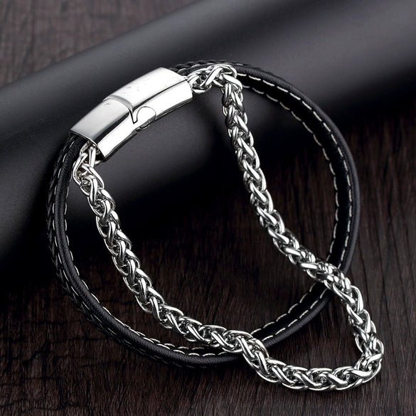 Wholesale Geometric Titanium Steel Woven And Polished Unisex Bracelet