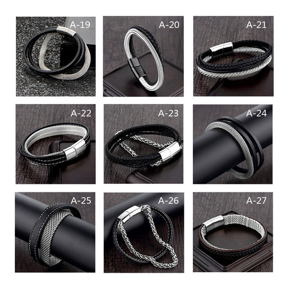 Wholesale Geometric Titanium Steel Woven And Polished Unisex Bracelet