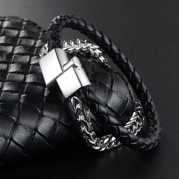 Wholesale Geometric Titanium Steel Woven And Polished Unisex Bracelet