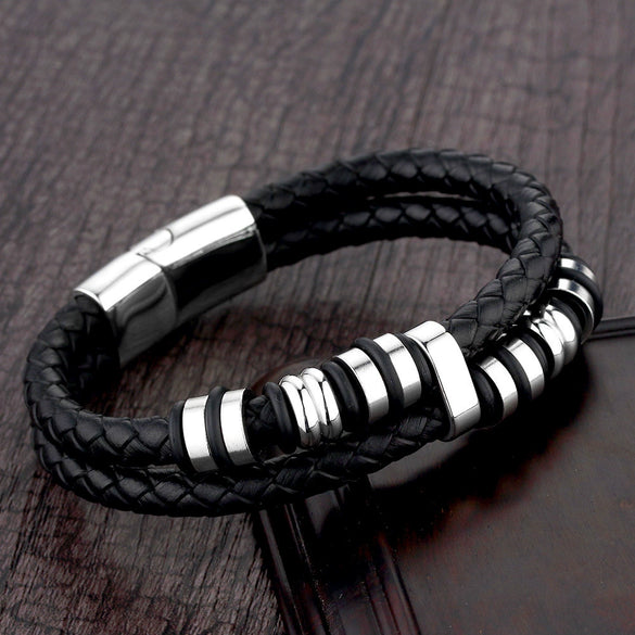 Wholesale Geometric Titanium Steel Woven And Polished Unisex Bracelet