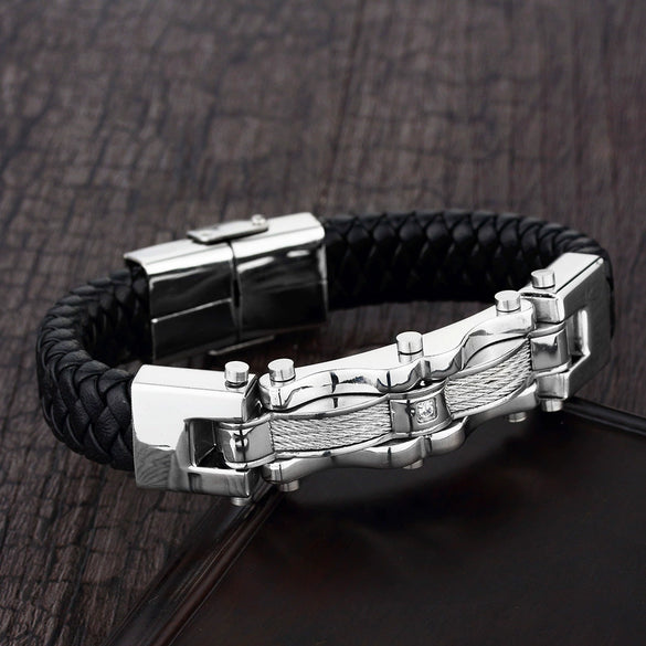 Wholesale Geometric Titanium Steel Woven And Polished Unisex Bracelet
