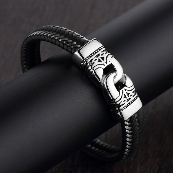 Wholesale Geometric Titanium Steel Woven And Polished Unisex Bracelet