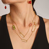 Wholesale Geometric Translucent Glass Clavicle Necklace 316L Stainless Steel Double Layer Stacked Electroplated Jewelry Accessories For Women