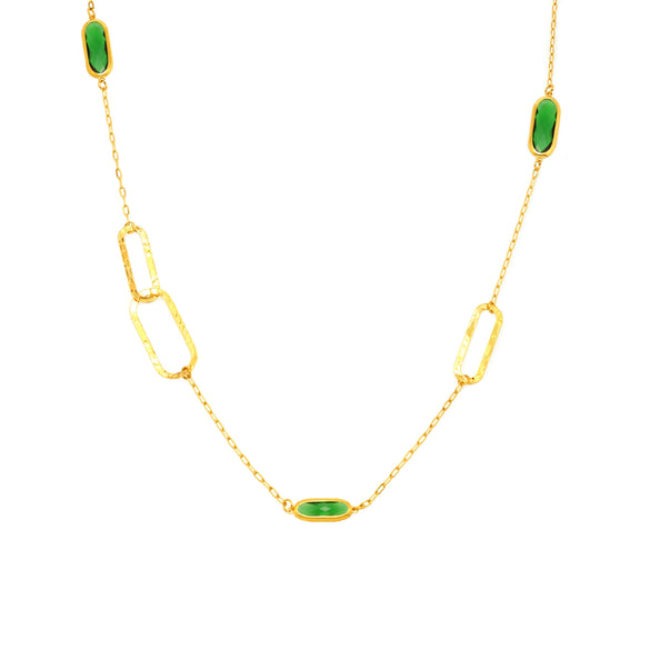 Wholesale Geometric Translucent Glass Clavicle Necklace 316L Stainless Steel Double Layer Stacked Electroplated Jewelry Accessories For Women