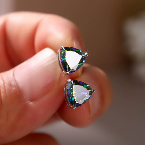 Wholesale Geometric Triangle Copper Zircon Earrings For Women