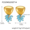 Wholesale Geometric Triangular Tassel Stained Glass 316L Stainless Steel 18K Gold Electroplated Women's Earrings