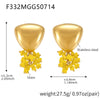 Wholesale Geometric Triangular Tassel Stained Glass 316L Stainless Steel 18K Gold Electroplated Women's Earrings
