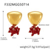 Wholesale Geometric Triangular Tassel Stained Glass 316L Stainless Steel 18K Gold Electroplated Women's Earrings