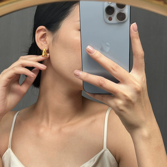 Wholesale Geometric Triangular Titanium Steel Earrings With Electroplating For Women