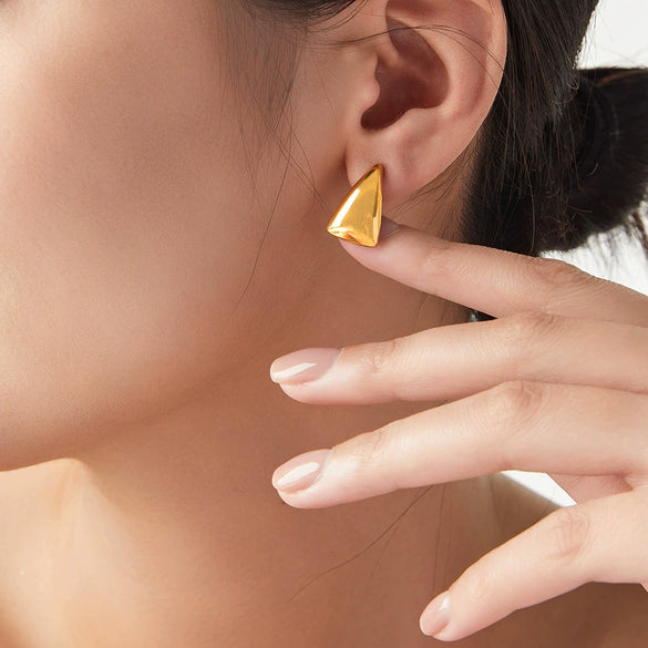 Wholesale Geometric Triangular Titanium Steel Earrings With Electroplating For Women