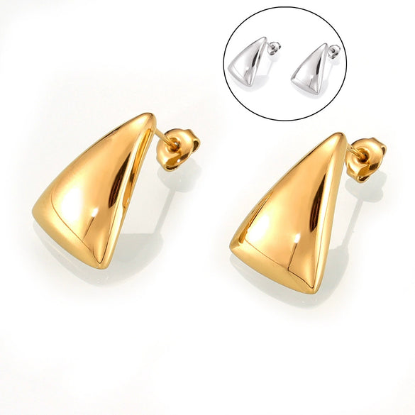 Wholesale Geometric Triangular Titanium Steel Earrings With Electroplating For Women