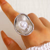 Wholesale Geometric Trumpet Flower Bowlshaped Zinc Alloy Electroplated Baroque Open Ring For Women